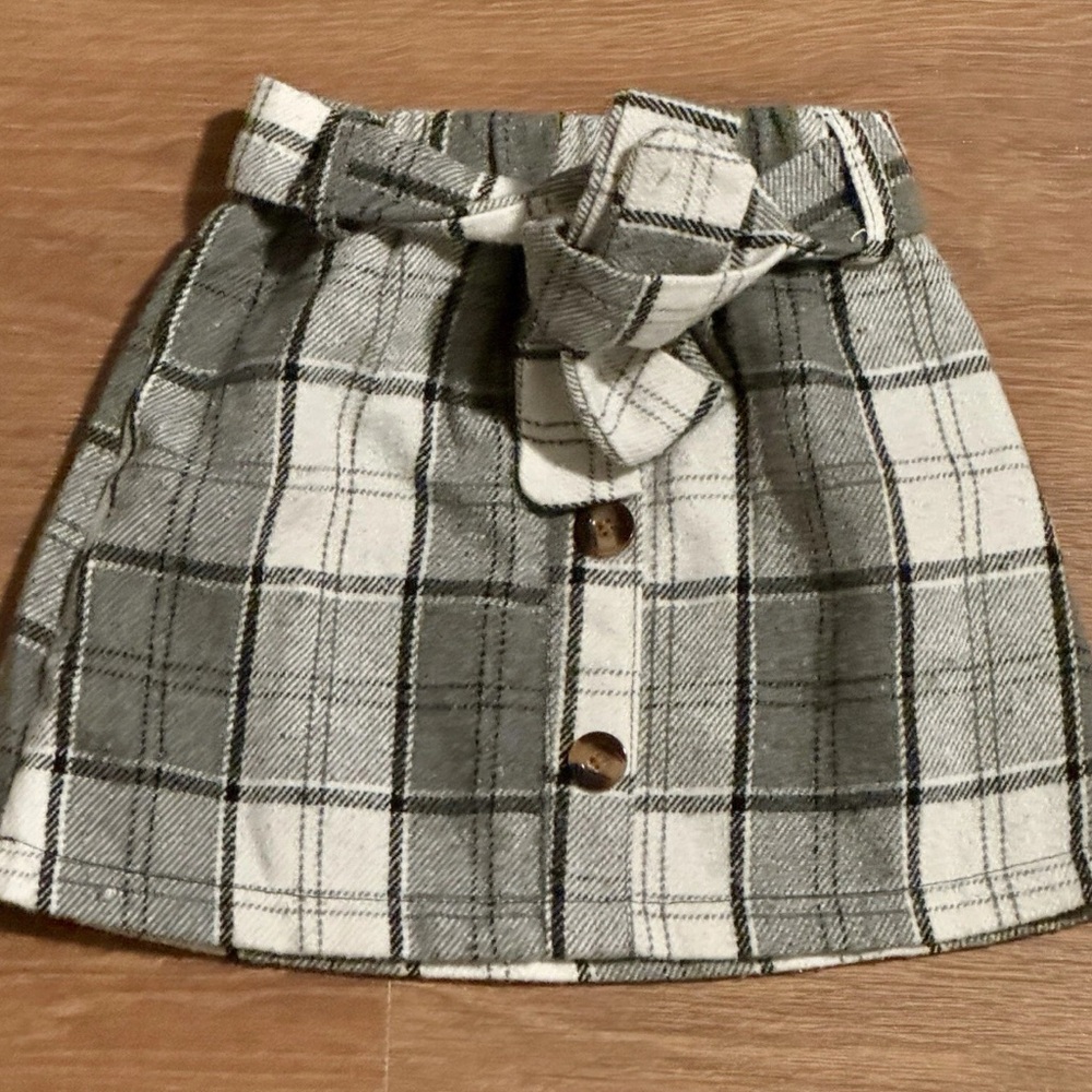Toddler Flannel Skirt, Grey plaid, size 100 (3T)